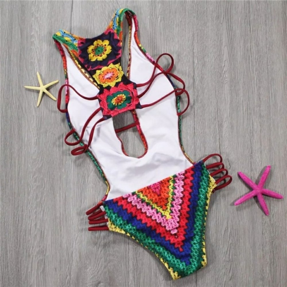 New Multi Cut Out Monokini One Piece Suit - Picture 7 of 8